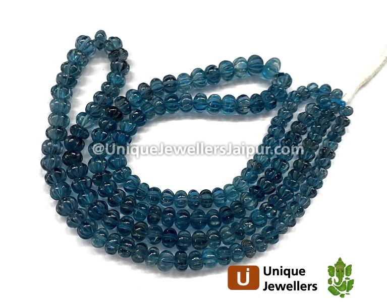 London Blue Topaz Carved Pumpkin Beads